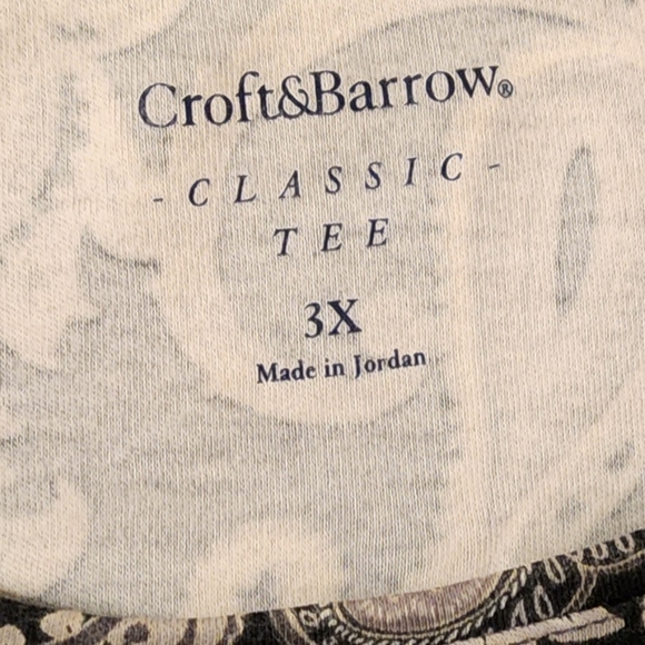 Croft & Barrow Classic Tee Size 3X. Plus Size. 3/4 Sleeve T-shirt. Paisley - Picture 2 of 9